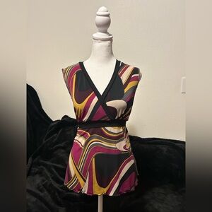 Tempted Hearts Multicolor Abstract Blouse